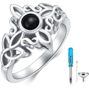YAFEINI Urn Ring for Ashes for Women Sterling Silver Witches Knot Cremation Ring Nudo de Bruja Jewelry for Women
