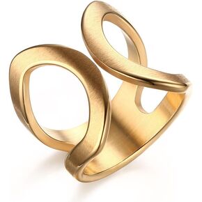 VNOX Silver Stainless Steel Double Cuff Ring for Women