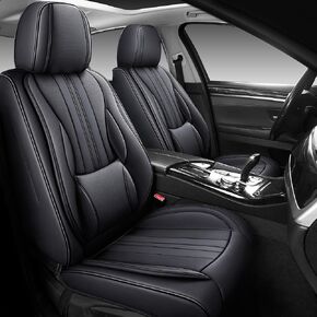 NS YOLO Full Coverage Leather Car Seat Covers Full Set,Seat Covers for Cars,SUVs and Pick-up Trucks,Universal Fit Luxury Automotive Seat Covers,Black and Red Seat Covers Set for 5 Seats