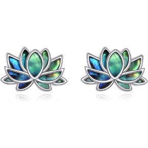 Lotus Stud Earrings 925 Sterling Silver Abalone Lotus Earrings Lotus Flower Jewelry for Women