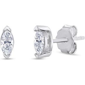 18k Gold Plated Sterling Silver Post Moissanite Stud Earrings for Women | 5MM X 2.5MM Marquise Shape Solitaire Moissanite Stud Earrings | Cartilage Earring | Piercing Jewelry | Small Stud Earrings