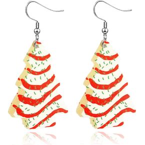 Christmas Tree Cake Earrings For Women Drop Dangling Funky Holiday Earrings Jewelry (B)