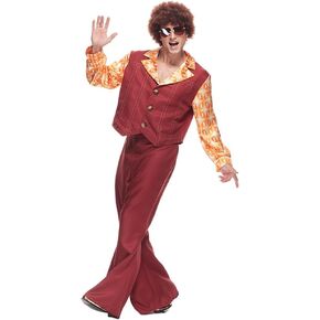 EraSpooky Men's 70s Dynamite Disco Costume Adult Halloween Hippie Historical Outfits