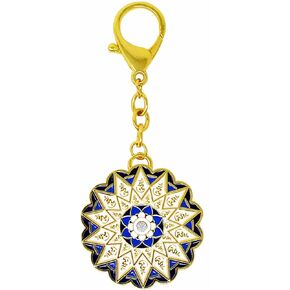 Feng Shui 28 Hums Lotus Protection Wheel Amulet Dispel negative effects Keychain Blue