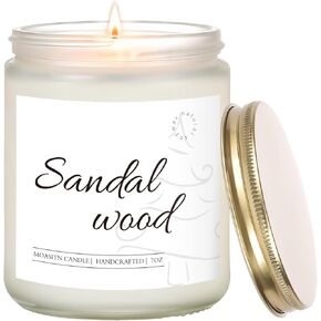 Sandalwood Scented Candles for Home| Cedar,Sandalwood,Musk Scented Soy Candle| Handmade Longlasting Aromatherapy Candle| Jar Candel Gift for Women,Men for Spring,Birthday,Relaxing|7oz