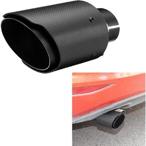 Vechkom 2.5"Inlet 3.5"Outlet Exhaust Tips Exhaust Stainless Steel and Glossy Carbon Fiber Car Exhaust Tip (Glossy Red)