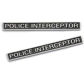 2 Pcs 3D Metal Police Intercept Emblem Car Police Badge Fender Suitcase Sports Badge Self-Adhesive Logo nameplate Replacement Piece Coupe Sticker (Black)