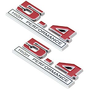 Pair Set 5.4 Liter High Performance Emblems Sticker Side Fenders 3D Badge with Red & Chrome Trim