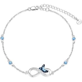 Infinity Butterfly/Dolphin Bracelet 925 Sterling Silver Infinity Symbol Bracelet Birthday Jewelry for Women Daughter