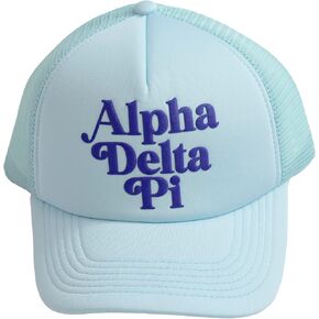 Sorority Shop Alpha Delta Pi Baseball Cap - Mesh Trucker-Style Hat, Padded Front Panel and Snap Closure, Alpha Delta Pi Gifts for Women Blue