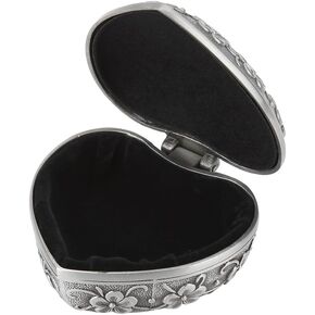 Jewelry Box Vintage Metal Heart Shape Carved Flower Case Necklace Earring Storage Organizer