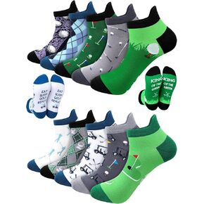 10 Pairs Mens Golf Socks Novelty Low Cut Golf Athletic Ankle Performance Socks Golf Gift for Male Golfer Father's Day Christmas Gift