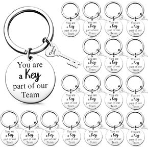 Junkin 20 Pcs Employee Appreciation Gifts for Team Coworker Bulk Thank you Keychain for Women Men Staff Teacher Retirement (Round)