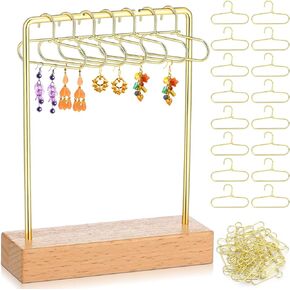 100 Pcs Metal Earring Holder Clothes Mini Hangers Coat Hanger Earring Hanging Jewelry Organizer Holder Clothes Stand Necklace Hanger Display Rack for Retail Show Personal Exhibition and Home Vanity