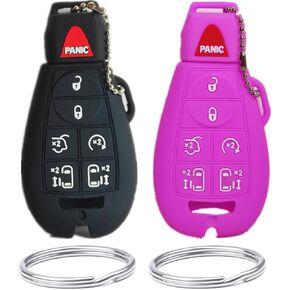 Silicone Key Fob Covers Protector Keyless Remote Holder Compatible with Chrysler Town Country Dodge Grand Caravan Charger Challenger Durango Journey Ram Magnum Jeep M3N5WY783X 2701A-C01C b098j537f5