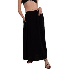 Natural Cover Up 100% Cotton Side Slit Maxi Skirt Swimsuit Coverup for Women, Effortlessly Elegant and Stylish Beachwear