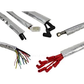 JCP USA Slip-Over, Cool Sleeves, Aluminum Metallic Heat Shield Sleeve Fiberglass Insulated Wire Hose Cover (Sewn-Seam 18mm, 11/16" Aprox. I.D., 10 Foot)