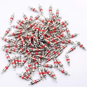 100Pcs Premium TPMS Safe, Nickel Plated Red Valve Cores, Made in The USA for Schrader Valves, VA-01 for Use on Cars, Trucks, Semi-Trucks, Motorcycles, Bikes, HVAC, Air Conditioning Applications (100)