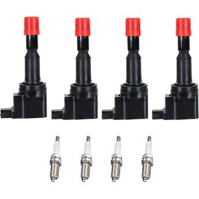 ENA Set of 4 Ignition Coil Pack and Platinum Spark Plug Compatible with Honda 2007 2008 Fit Hatchback L4 1.5L Replacement for UF581 30520PWCS01 C1578 5C1635 E1081 4504