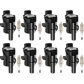 ECCPP 12622553 1 8 ignition coils with 8 iridium Spark Plugs for Chevrolet for Buick for Cadillac Tahoe Rainier Escalade Ascender 4.8L 5.3L 6.0L ‎UF262 748HH 9748HH 41-962