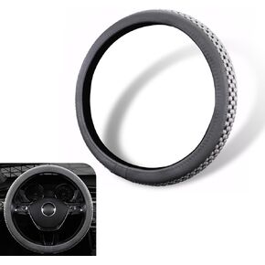 1 PC Car Steering Wheel Cover, Breathable Ice Silk Car Handle Cover, Wear-Resistant Protective Cover, Universal for Most Cars (Black & Red)