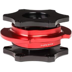DNA MOTORING NRG-SRK-R200BK-RD SRK-R200BK-RD SFI 42.1/6- Bolt Steering Wheel Quick Release Adapter, black quick release/red ring