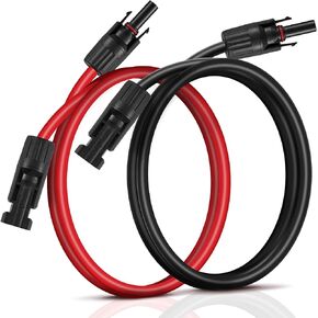 3 Feet 10AWG Solar Extension Cable with Female and Male Connectors (Red & Black)