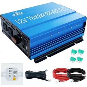 JJN 1100W Pure Sine Wave Inverter DC 12V to AC 110V/120V Convert with LCD Digital Displayer, Wired Remote Controller, Power Inverter for Off-Grid Solar System, RV, Truck, Marine, Home Backup Power