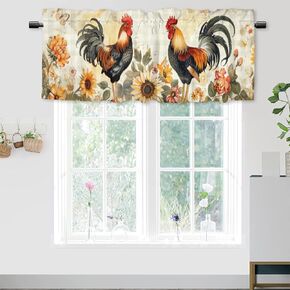 Western Horse Rod Pocket Valances for Kitchen Rustic Wooden Barn Door Farmhouse Cowboy Window Treatment Valance Curtains for Bathroom Bedroom Cafe Living Room, 54 x 18 in