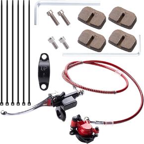 Upgraded Hydraulic Brake System The Left of The 7/8" Handlebars 50 inch Hose for 97cc 2.8HP Baja Doodle Bug DB30 Blitz Dirt Bug Racer Mini Bike Motorsports Go Karts（red）