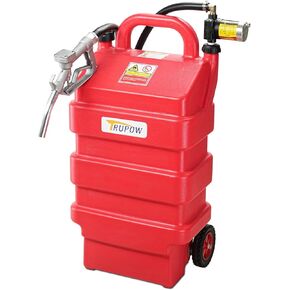16 Gallon Fuel Caddy, Portable Fuel Storage Tank with Wheels, Gas Caddy with 12V DC Self-priming Gasoline Oil Fuel Transfer Reverse Pumping Pump for Cars, Lawn Mowers, ATVs, Boats & More