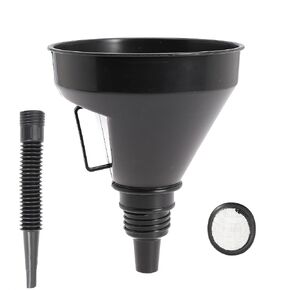 Large Plastic Automotive Funnels Wide Mouth Oil Funnel with Flexible Extension Nozzle Hose Car Fuel Funnel with Handle Mesh Screen for Cars Engine RV Water Gas Transmission Liquid（Black） (1)