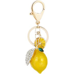 Keychain Lemon Pendant Keychain Rhinestone Crystal Keyring Car Key Chain Key Holder Handbag Purse Charm, Gift Ideas for Her and Him, Gift Exchange Ideas