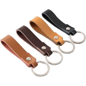 Sither 4 pcs Leather Keychain Ring for Men Women Keyring Strap with Belt Loop Color Car Key Holder for Christmas Gift