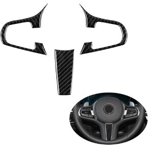 Compatible with Carbon Fiber Steering Wheel Buttons Frame Decorative Panel Trim Cover Interior Decoration Sticker for BMW X3 G01 G08 2018 2019 2020 2021 2022 2023 2024 3PCS Black