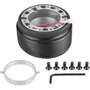 Steering Wheel Hub Adapter, Aluminum 6 Bolt Hole Hub Adapter Steering Wheel Racing Hub Adapter Replacement for MAZDA 323 MX3 MX5 MX6, Black