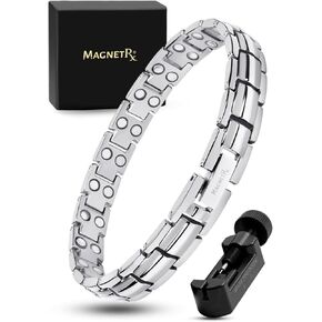 MagnetRX® Women's Ultra Strength Magnetic Bracelet - Effective Titanium Magnetic Bracelets for Women - Adjustable Bracelet Length with Sizing Tool for Perfect Fit (Silver & Gold)
