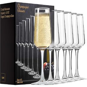 PARACITY Champagne Flutes, Champagne Glasses Set of 2, Elegant 8.5oz Glass Champagne Flutes, Gift for Birthday, Wedding, Christmas, Clear Sparkling Champagne Glasses for Women, Men