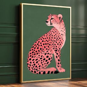 Pink Leopard Print Wall Art Cheetah Animal Poster Pink and Green Cheetah Wall Art Aesthetic Cheetah Poster Fashion Cheetah Wall Art Pink Animal Pictures Wall Decor Trendy Animal Art 16x24in Unframed