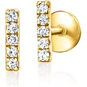 RS Pure by Ross-Simons Diamond-Accented Bar Flat-Back Stud Earrings in 14kt Yellow Gold