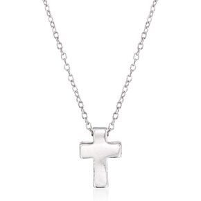 Ross-Simons Sterling Silver Petite Cross Pendant Necklace. 16 inches