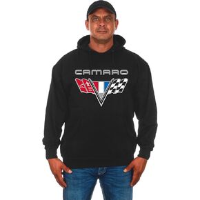 JH DESIGN GROUP Men's Chevy Camaro V-Flag Emblem Pullover Hoodie Sweatshirt