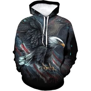 TiwBski Novelty American Flag Hoodies for Men Eagle Graphic Hoodie Sweatshirt Pullover