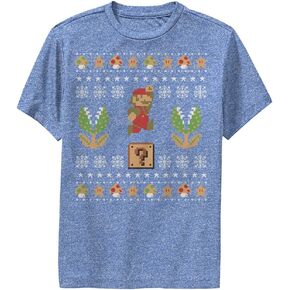 Nintendo Mario Christmas Boys Short Sleeve Tee Shirt