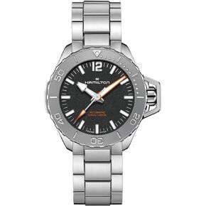 Hamilton Watch Khaki Navy Frogman Auto | Swiss Made | 41mm Stainless Steel Case | Black Dial Analog Watch | Silver Stainless Steel Bracelet (Model: H77485130)