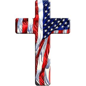American Flag Cross Sticker 4 Inch: American Flag Stickers, Patriotic Stickers, Cross Stickers, Waterproof & UV Resistant, American Flag Decal, Religious American Flag Sticker Mfd in USA (1, 4 Inch)
