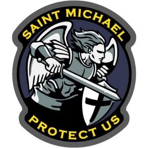 ملصق فينيل حديث لـ Saint Michael Protect Us (باللون الكامل)