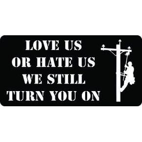 3pcs Love Us or Hate Us Lineman Funny Hard Hat/Helmet Vinyl Decal Sticker