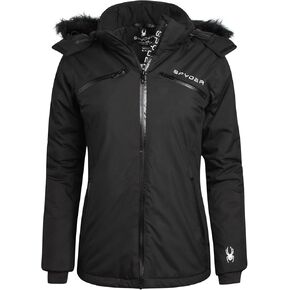 Spyder Women's Snow Jacket - Color Block Quilted Weatherproof Winter Ski Jacket for Women with Detachable Hood (Sizes: S-XL)