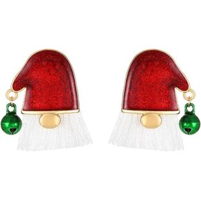 CSIYANJRY99 Red Crystal Christmas Tree Jingle Bell Bow Knot Earrings for Women Santa Claus Hat Earrings Rhinestone Pearl Christmas Earrings for Women